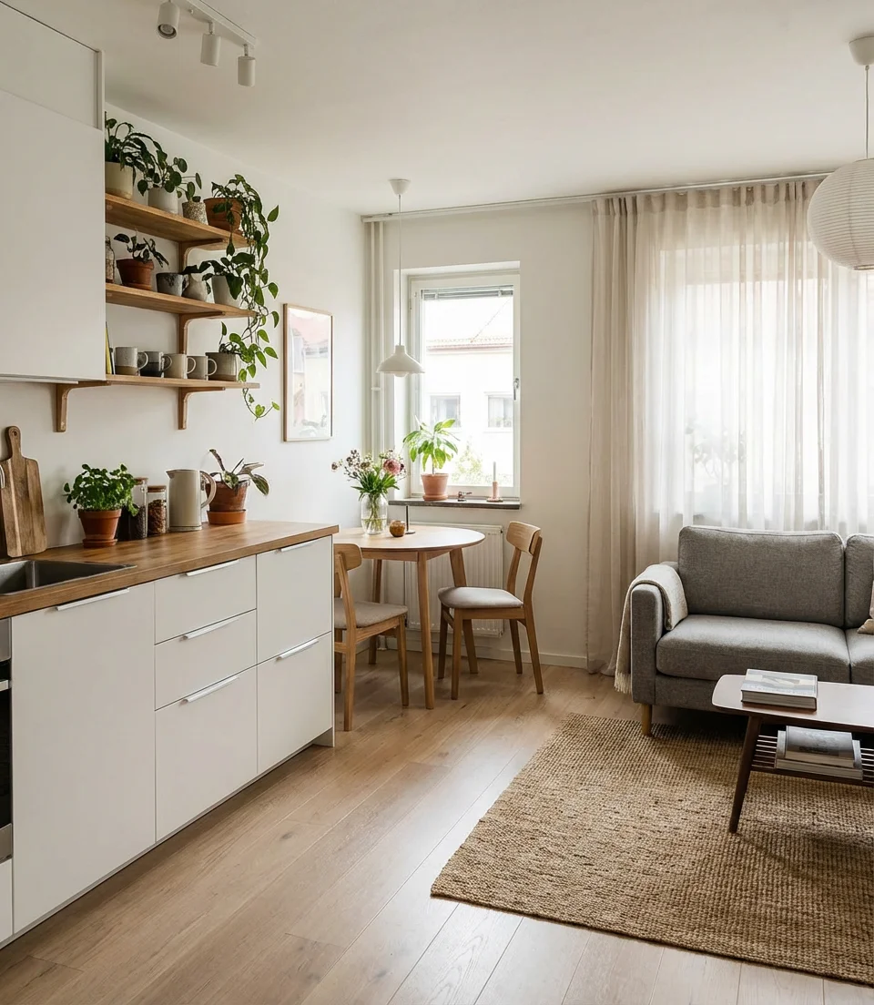 IKEA-Based Open Kitchen Living Room for Small Apartments 1