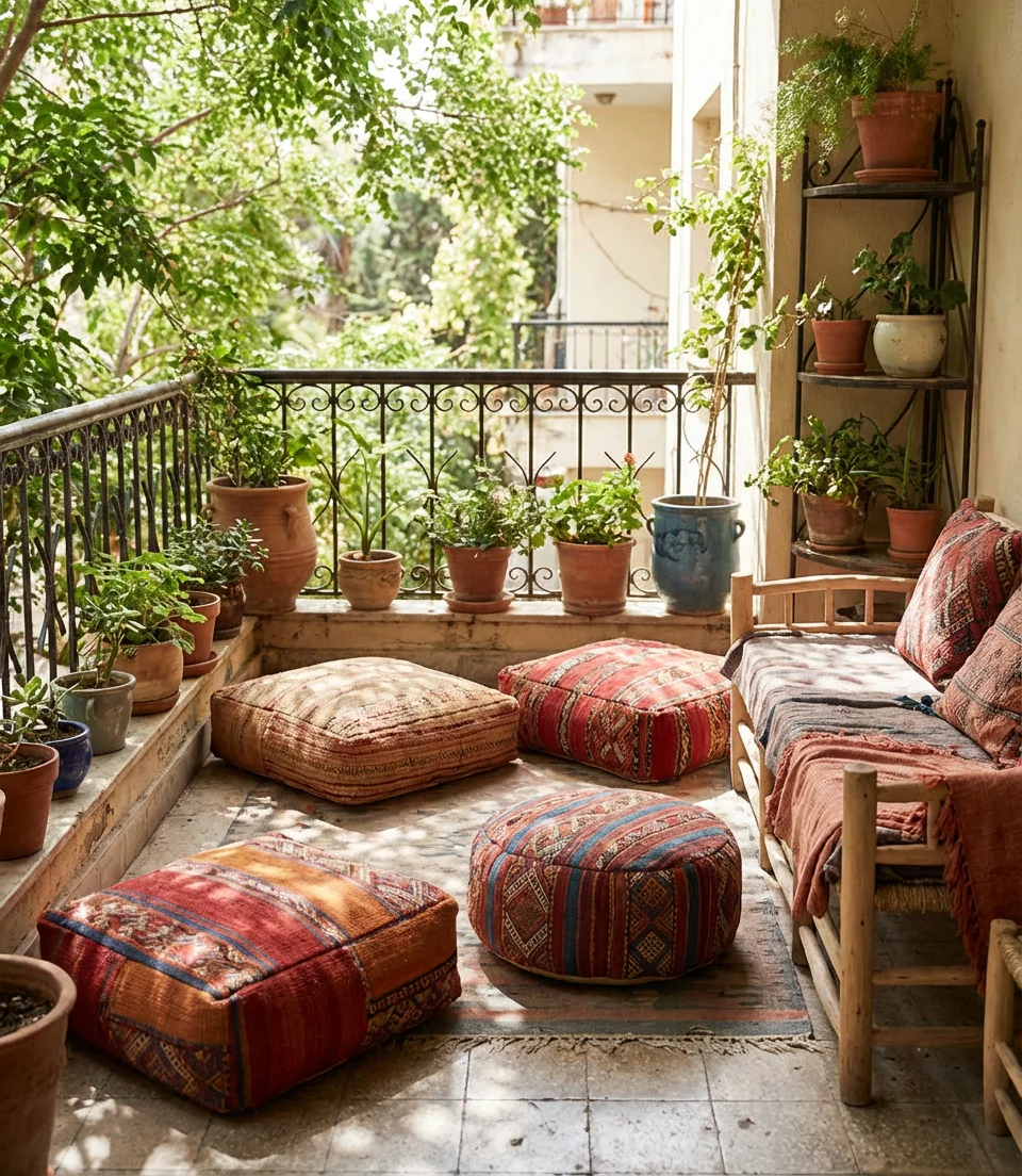 Indian-Inspired Floor Seating with Cushions 1