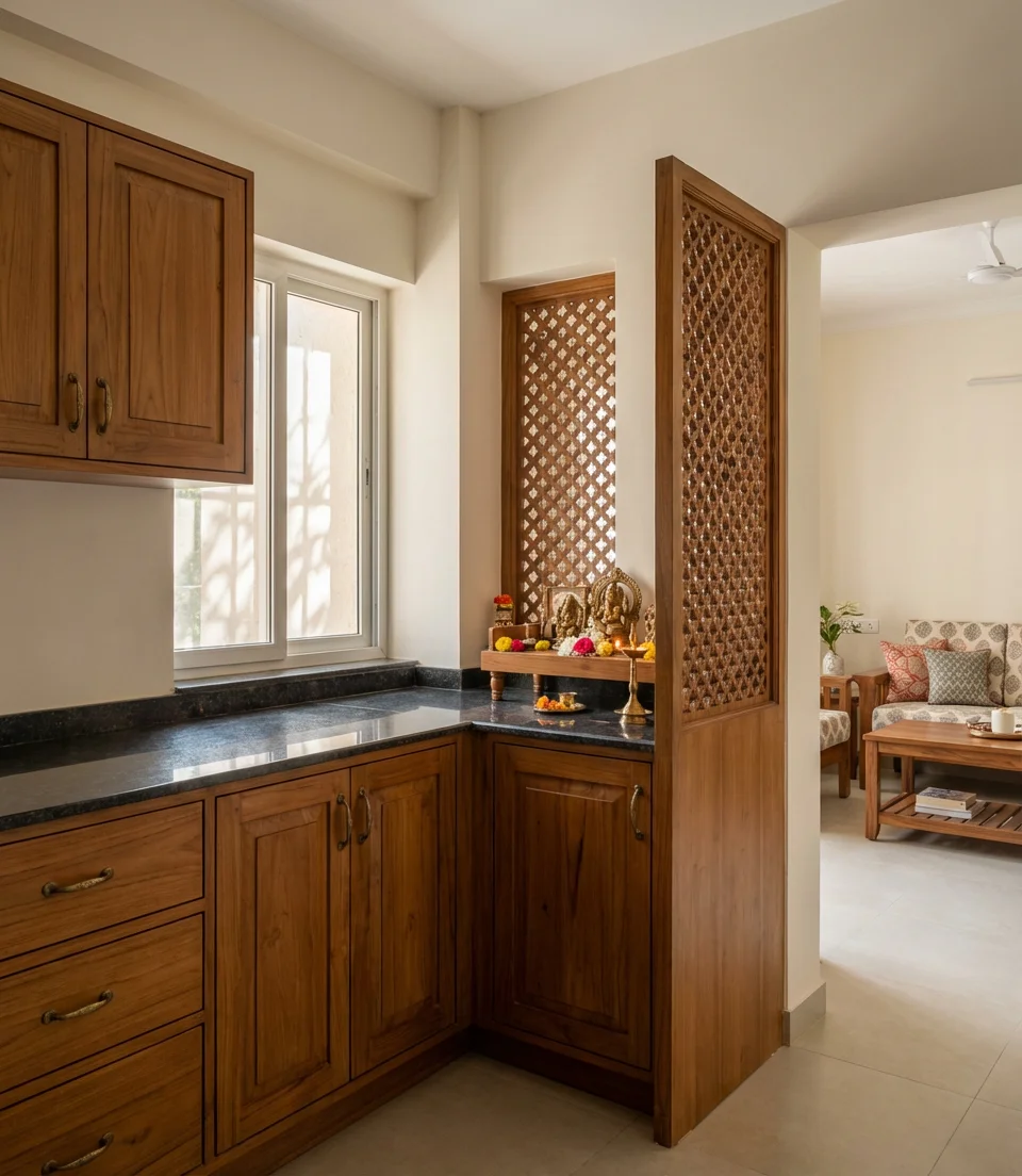 Indian Style Home Open Kitchen with Traditional Touches 1
