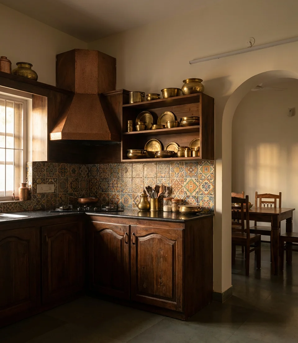 Indian Style Home Open Kitchen with Traditional Touches 2