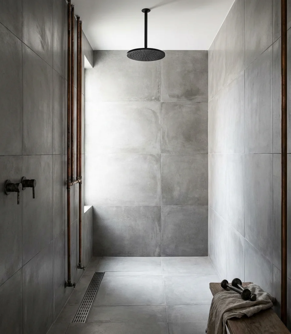 Industrial Concrete Look with Exposed Plumbing 2