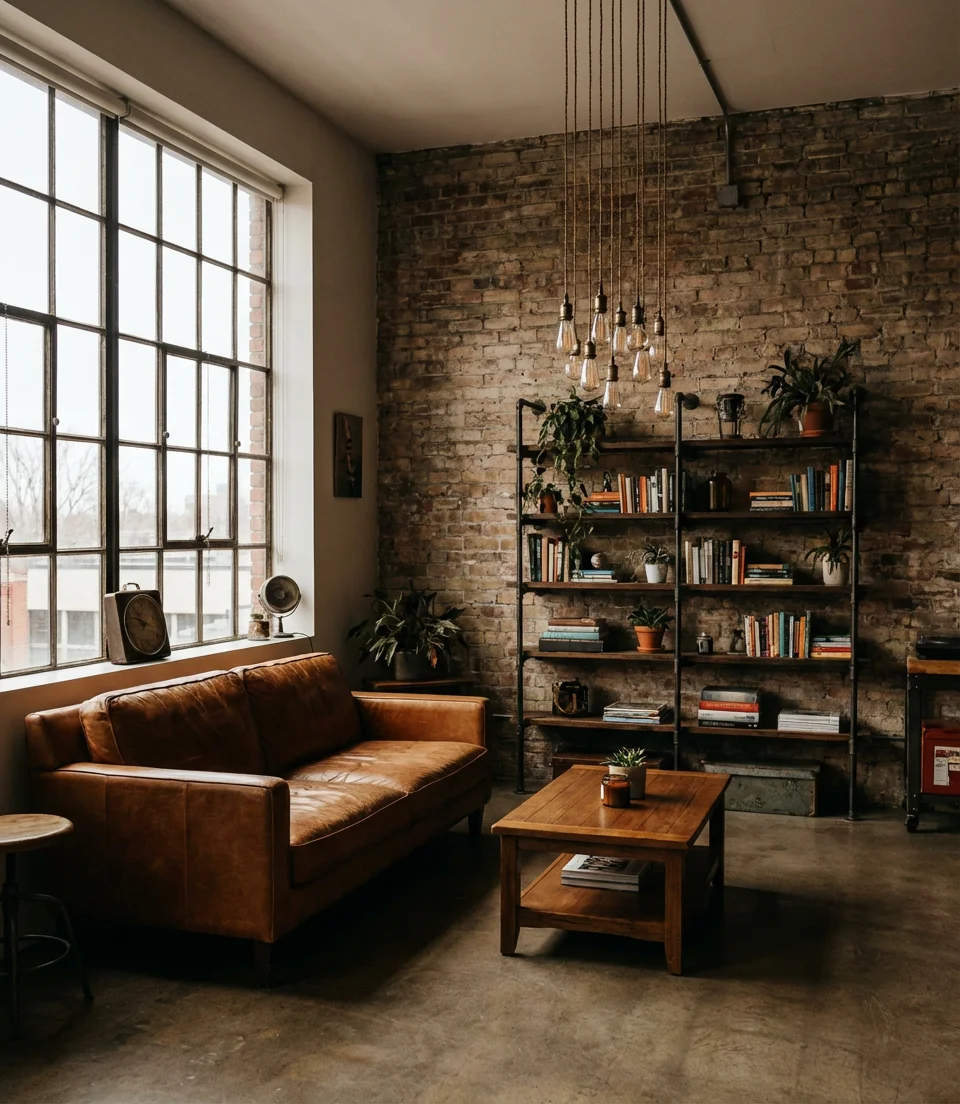 Industrial Loft Living Room with Exposed Elements 1