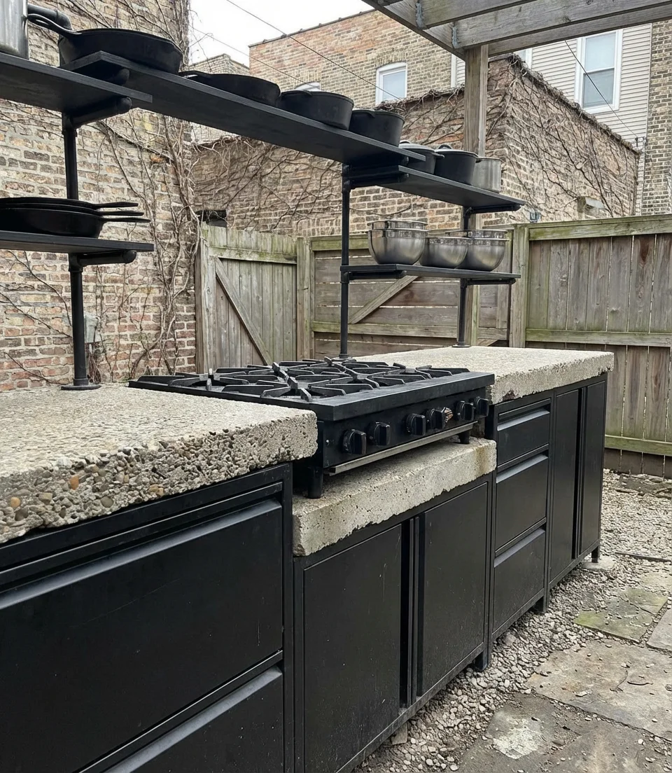 Industrial-Style Outdoor Kitchen 1