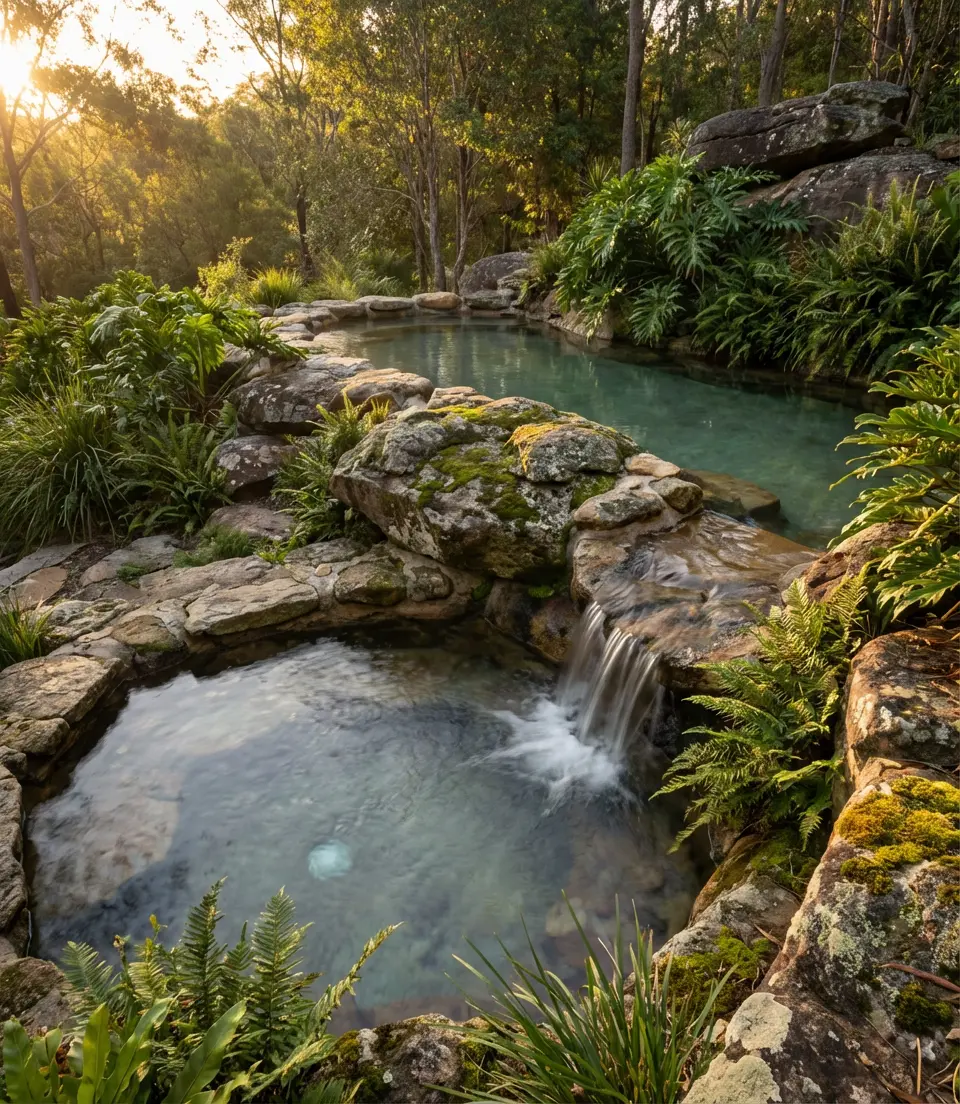 Lagoon-Style Pool with Rock Waterfalls 2