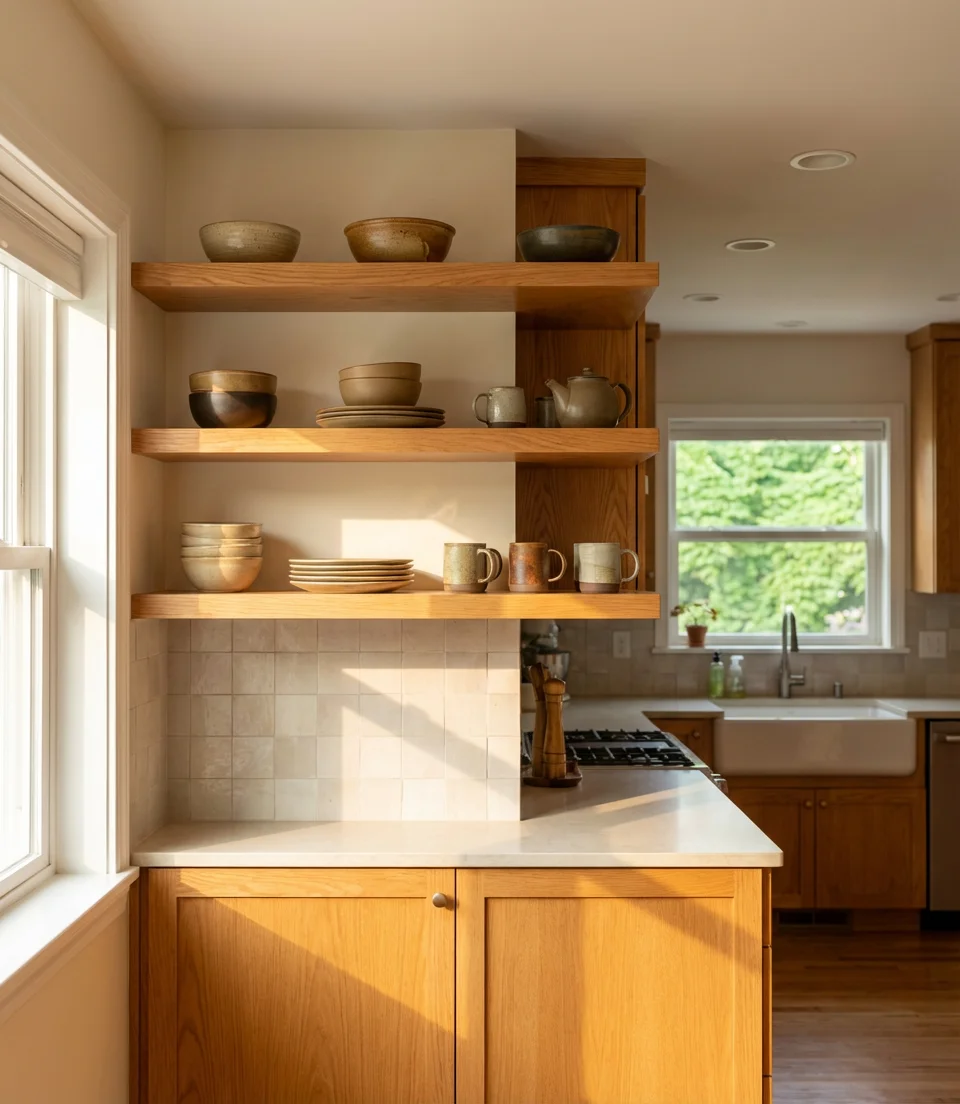 Lean Into the Grain With Open Shelving 1