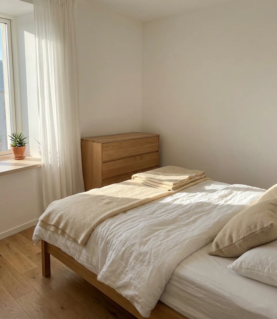Light Brown and White Airy Bedroom 2
