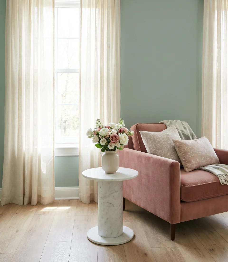 Light Green and Pink Playful Living Room 2