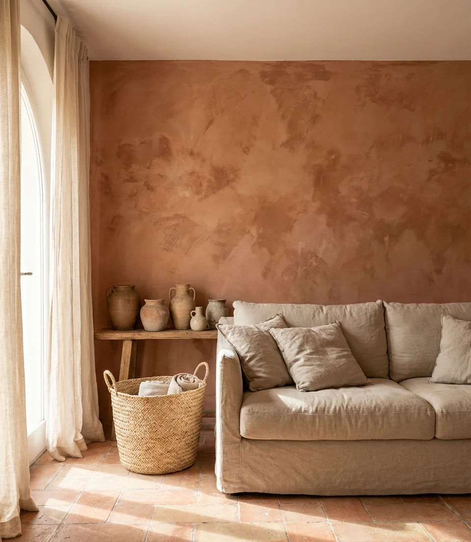 Limewash Finish in Warm Terracotta 1