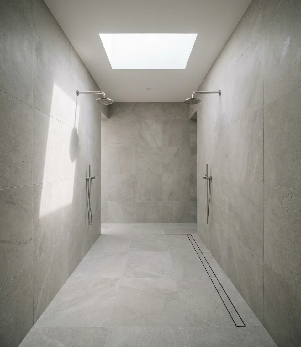 Long Narrow Layout with Dual Shower Heads 1