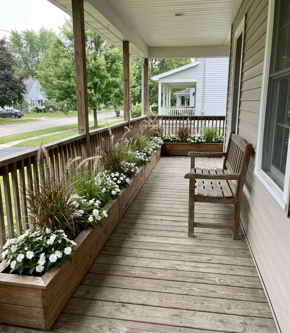 Long Narrow Porch with Linear Planting Beds 1
