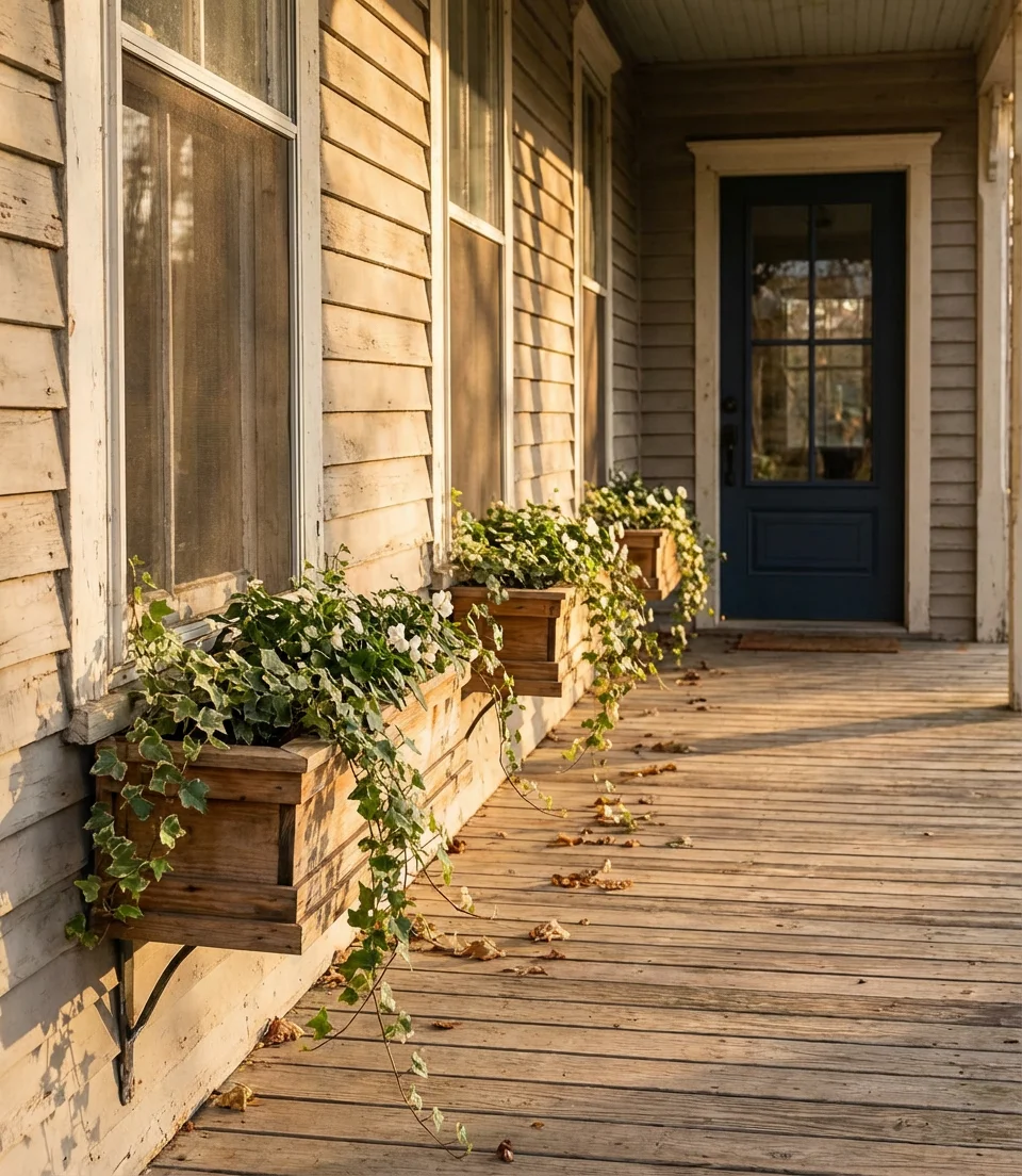 Long Narrow Porch with Linear Planting Beds 2
