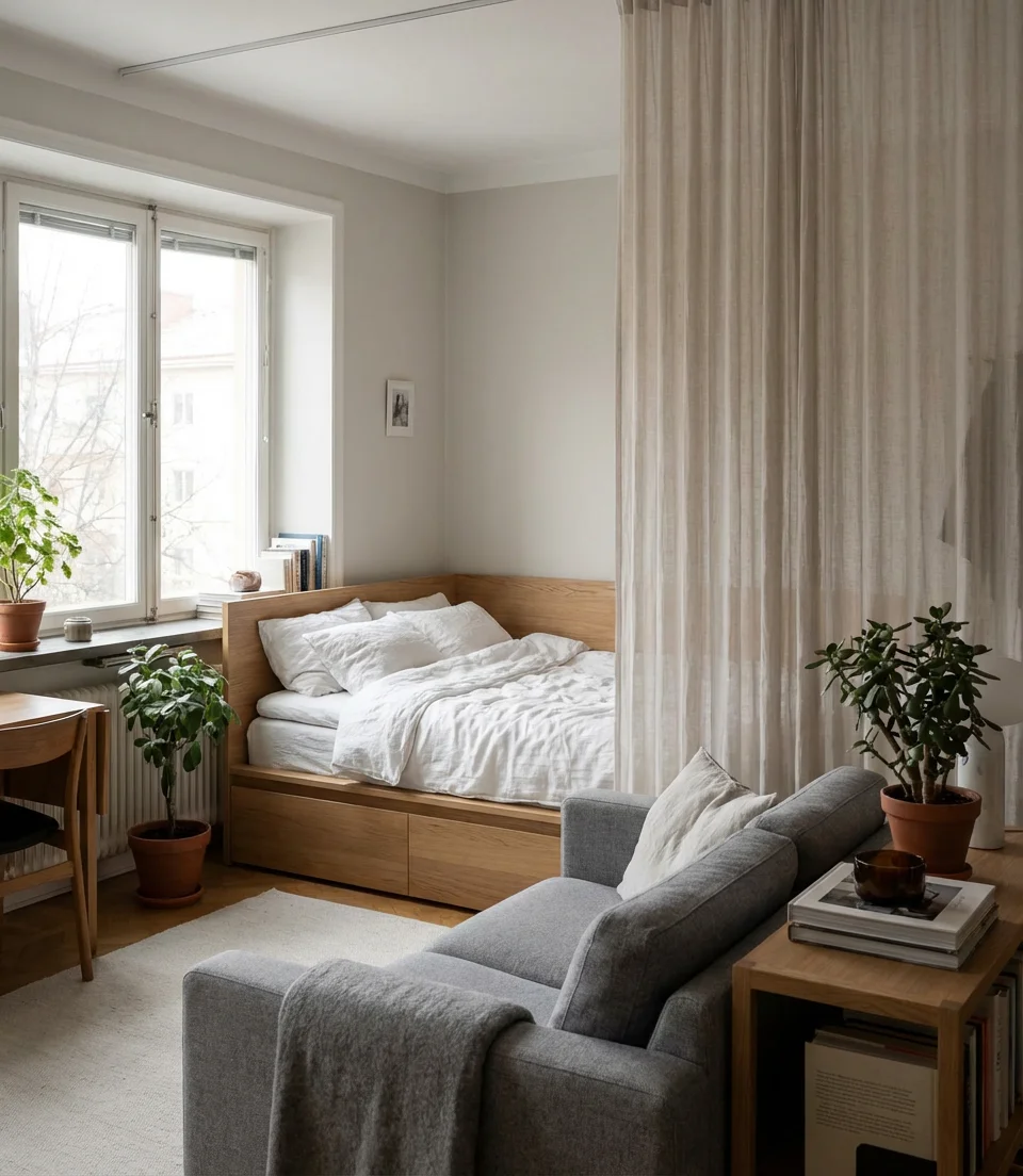 Low-Profile Platform Bed in Studio Apartments 1