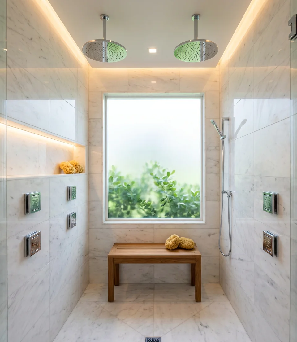 Luxury Spa Shower with Dual Showerheads and Body Jets 1