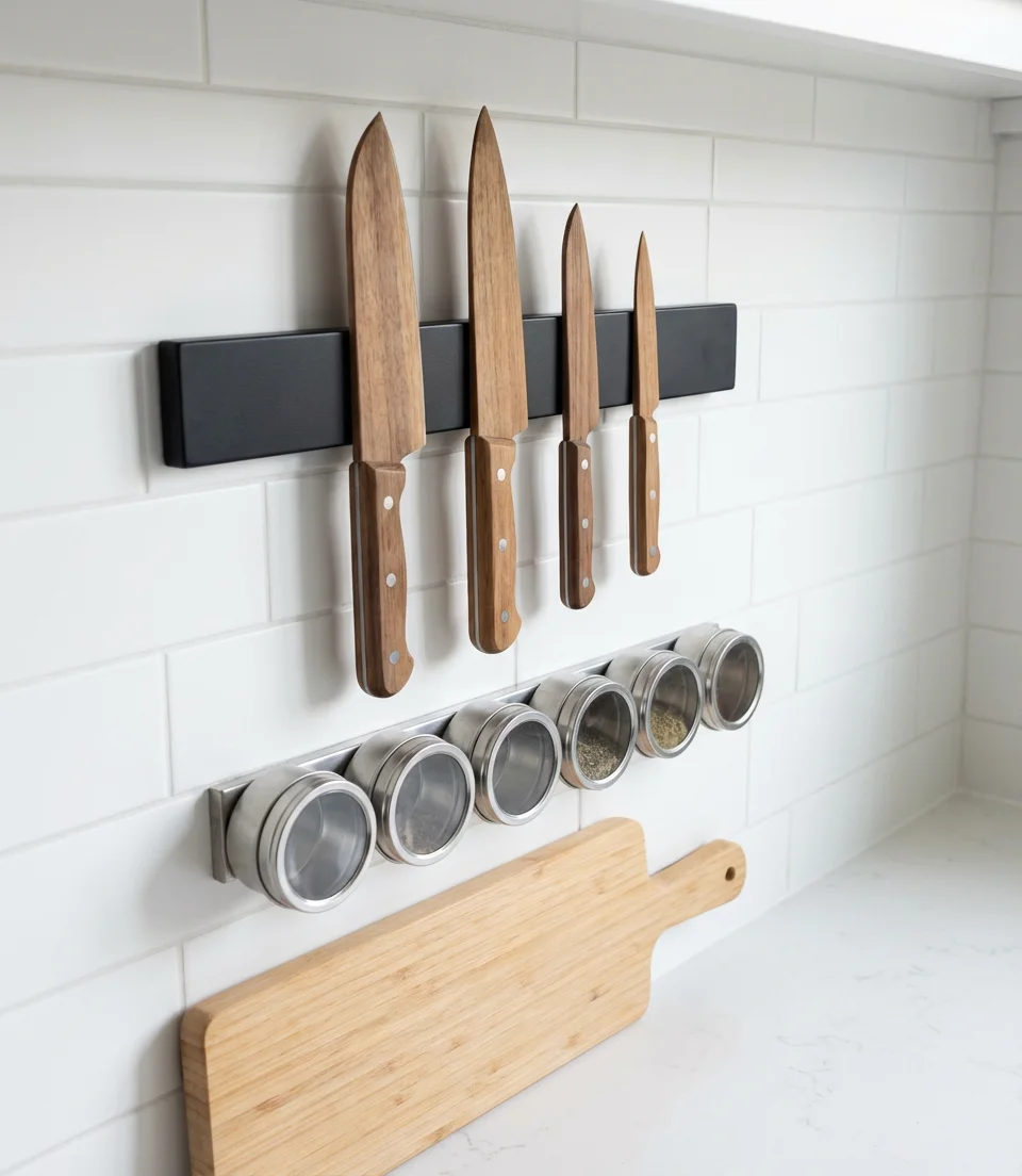 Magnetic Knife Strip and Spice Rack 1