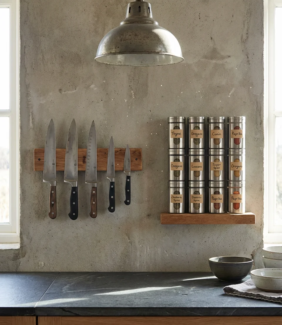 Magnetic Knife Strip and Spice Rack 2
