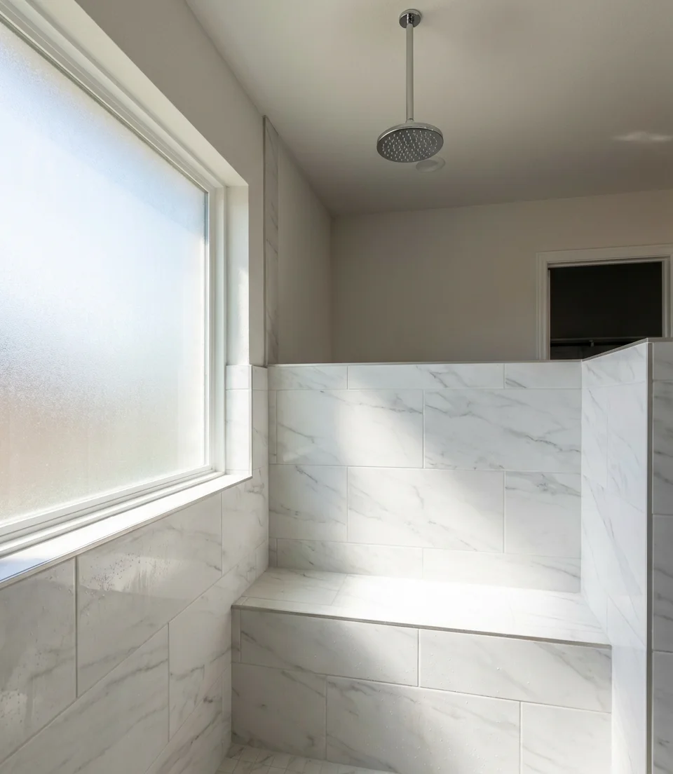 Master Baths with Half Walls and Bench Seating 1