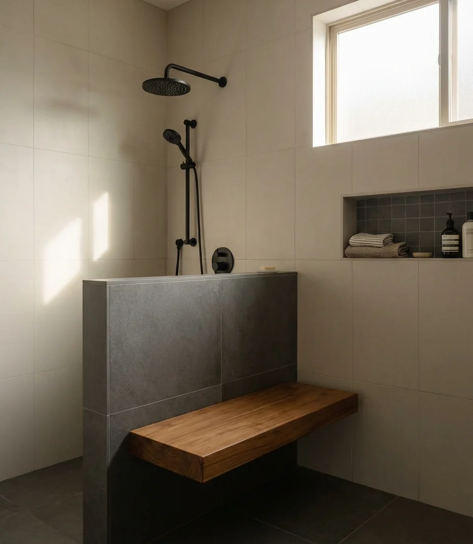 Master Baths with Half Walls and Bench Seating 2