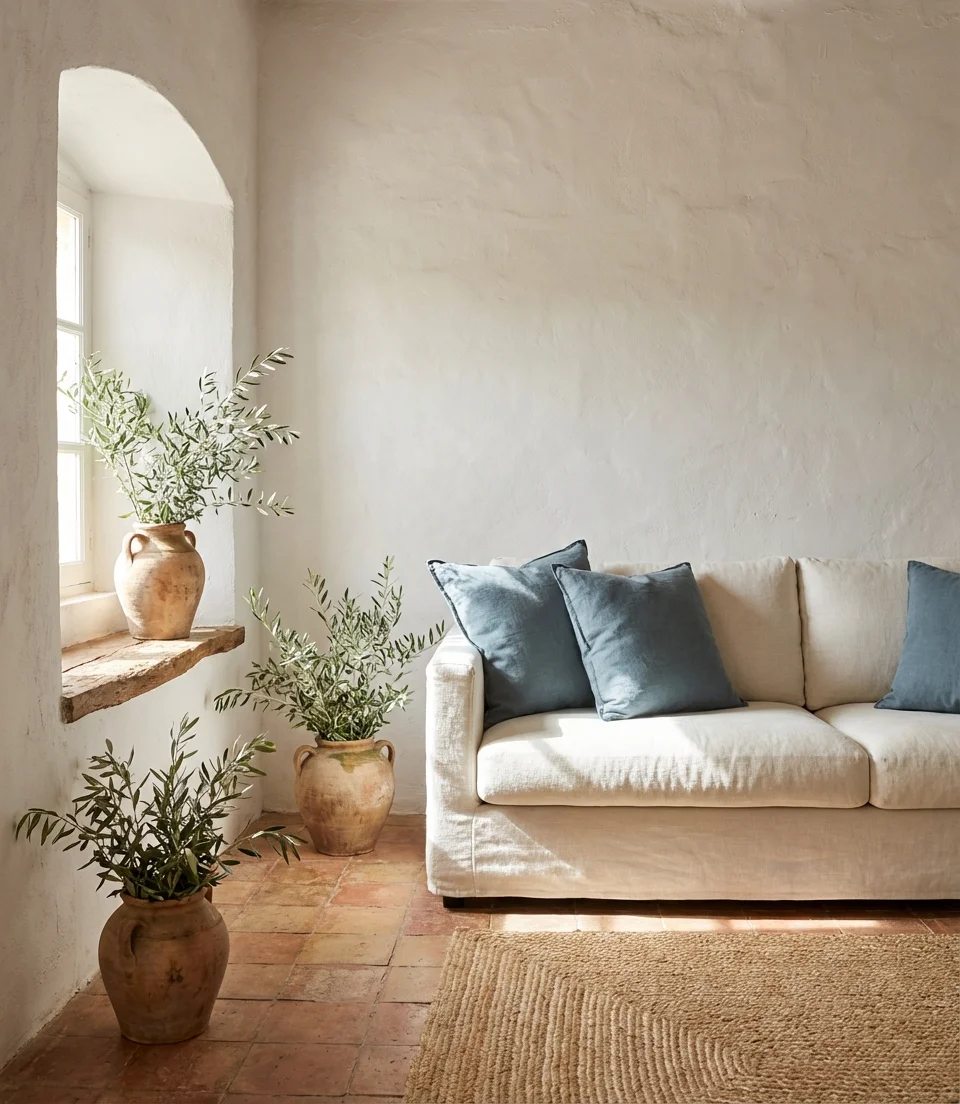 Mediterranean Living Room With Sun Drenched Serenity 1