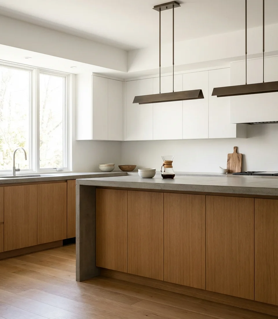 Medium Oak Cabinets in a Contemporary Layout 2