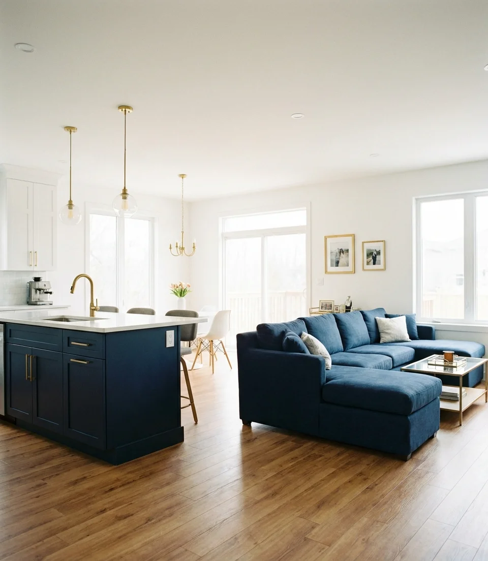 Modern Open Plan with a Cohesive Color Palette 2