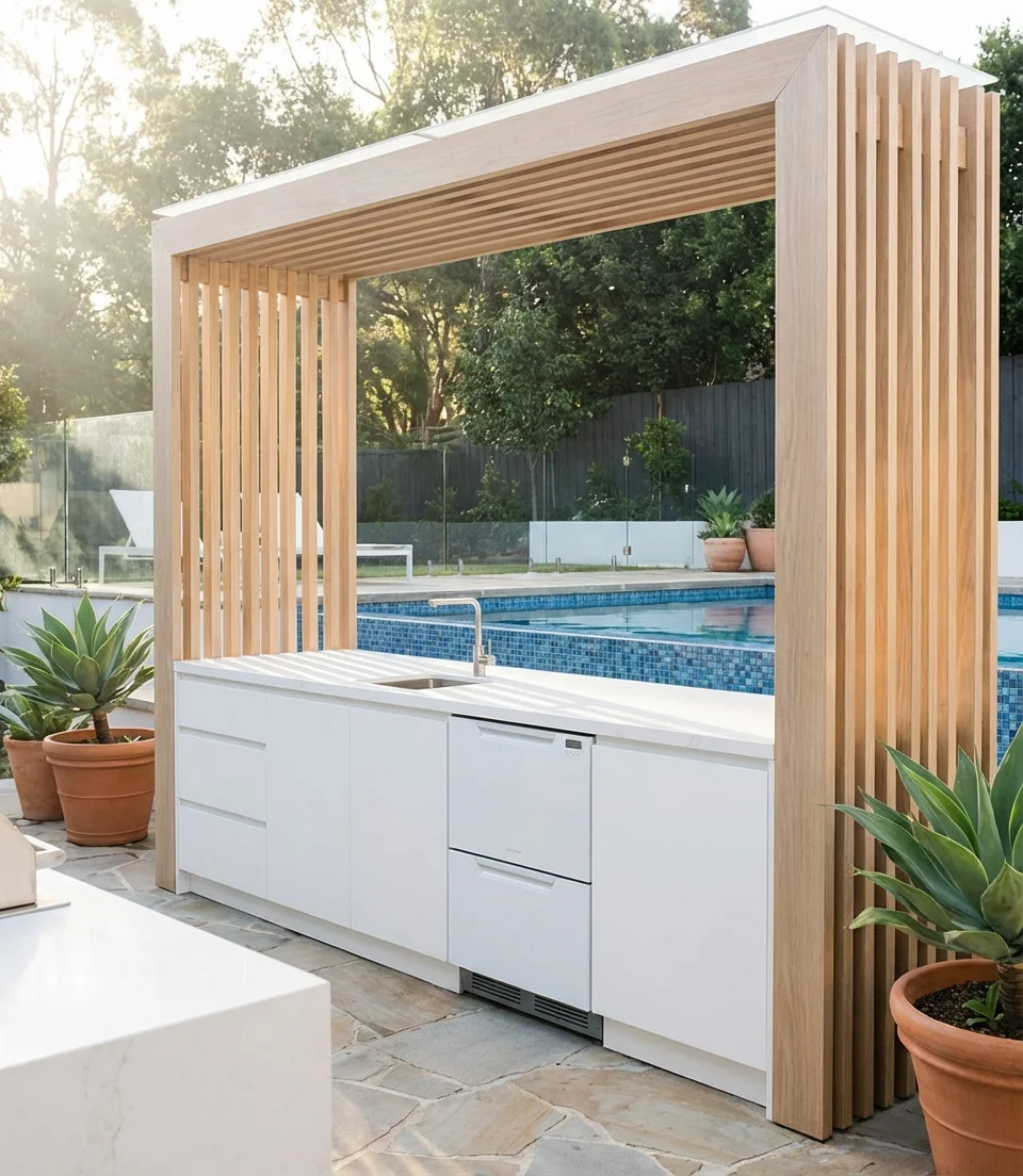 Modern Pool-Side Kitchen 2