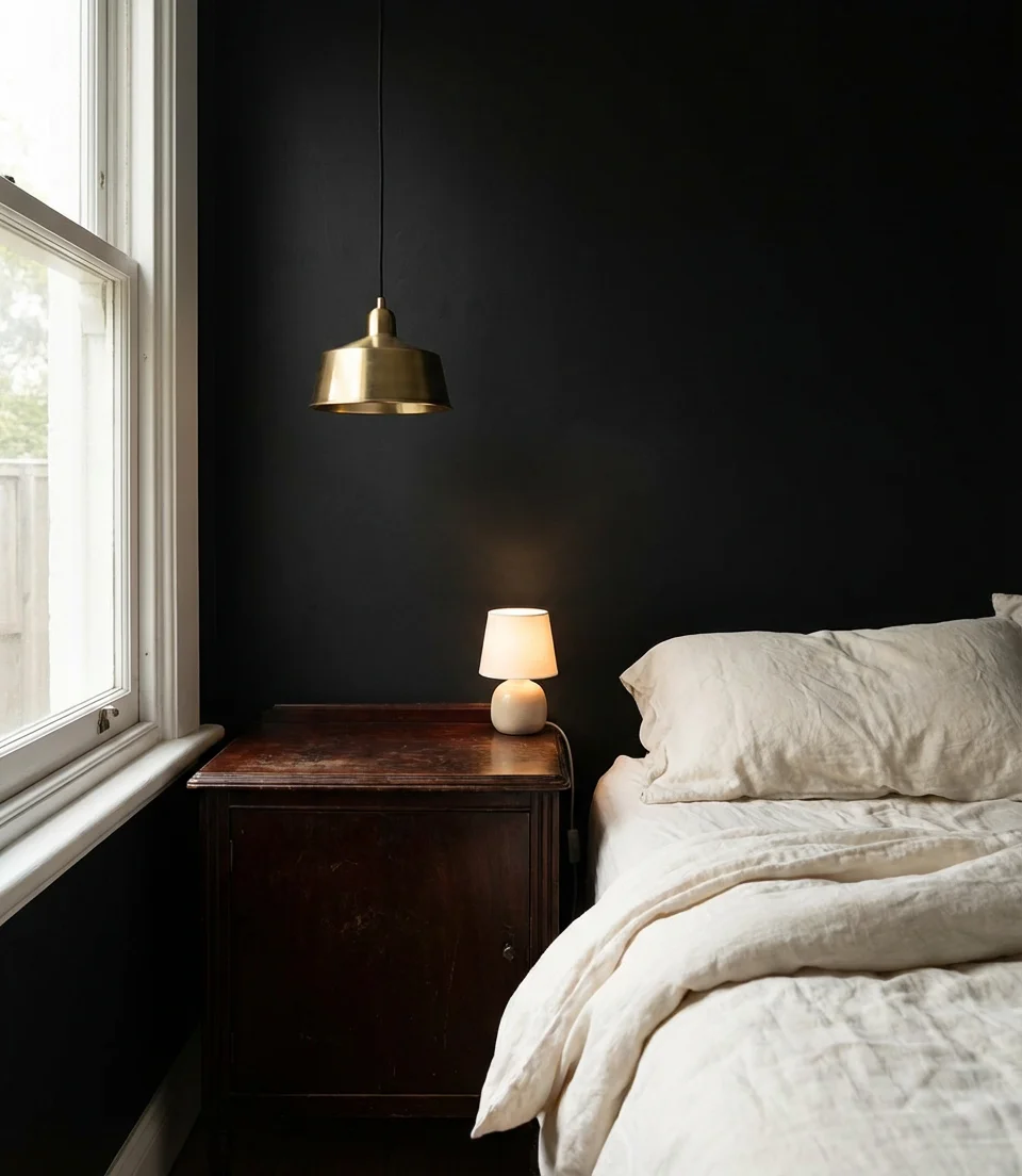 Moody Black Accent Wall with Gold Accents 2