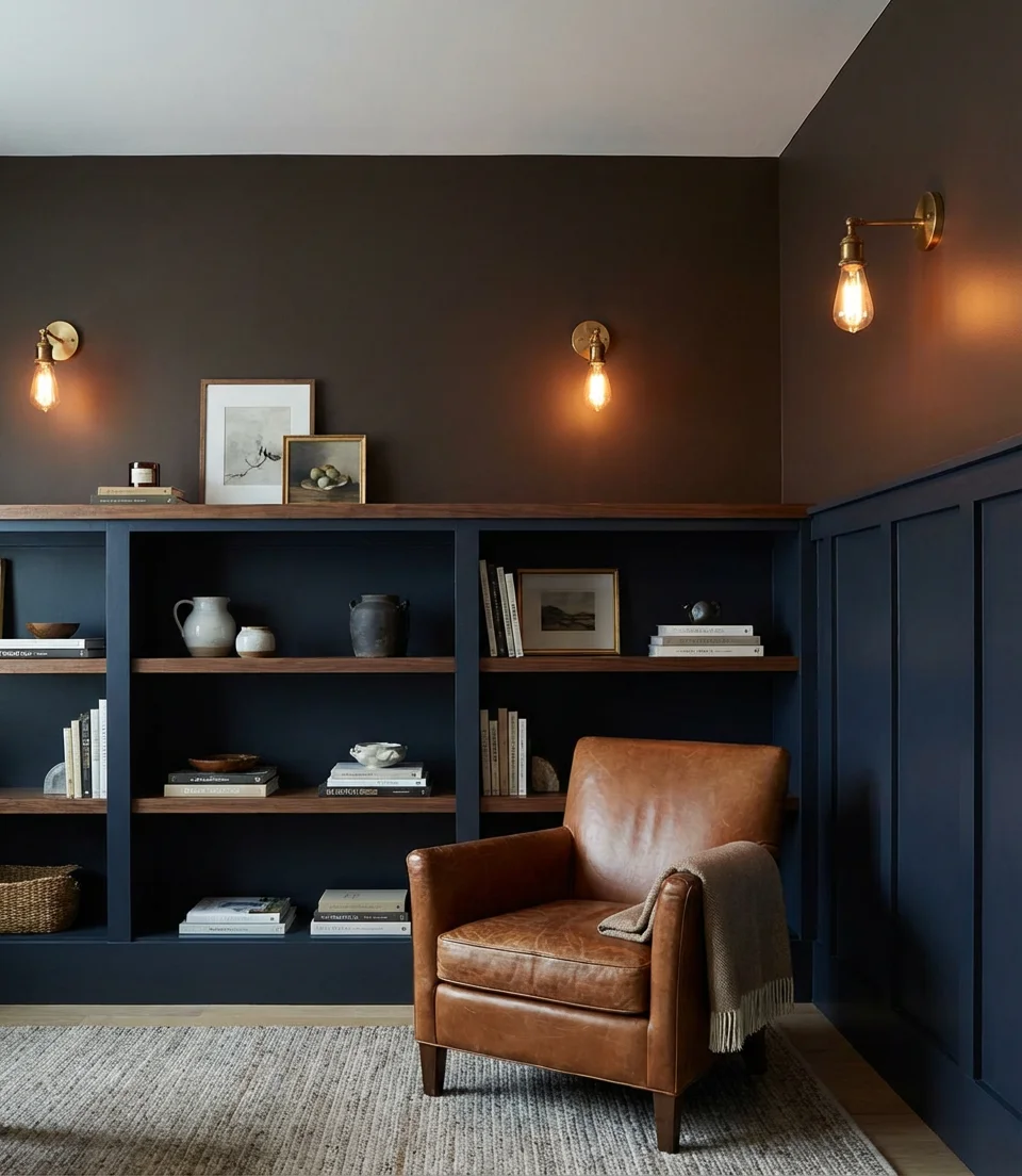Moody Brown and Navy Accent Wall 1
