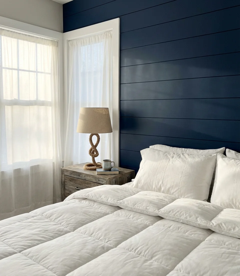 Navy Blue Shiplap Feature Wall 1