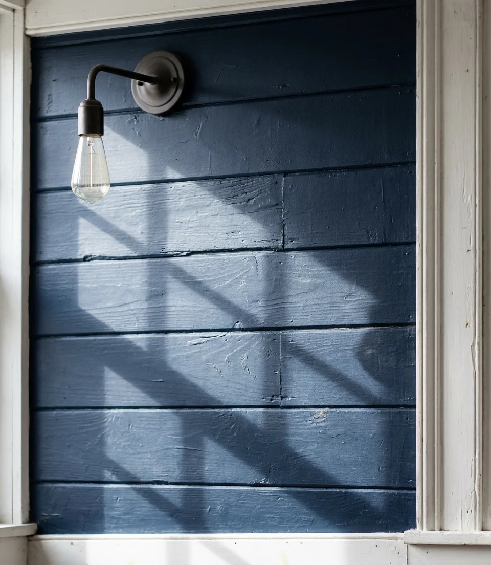 Navy Blue Shiplap Feature Wall 2