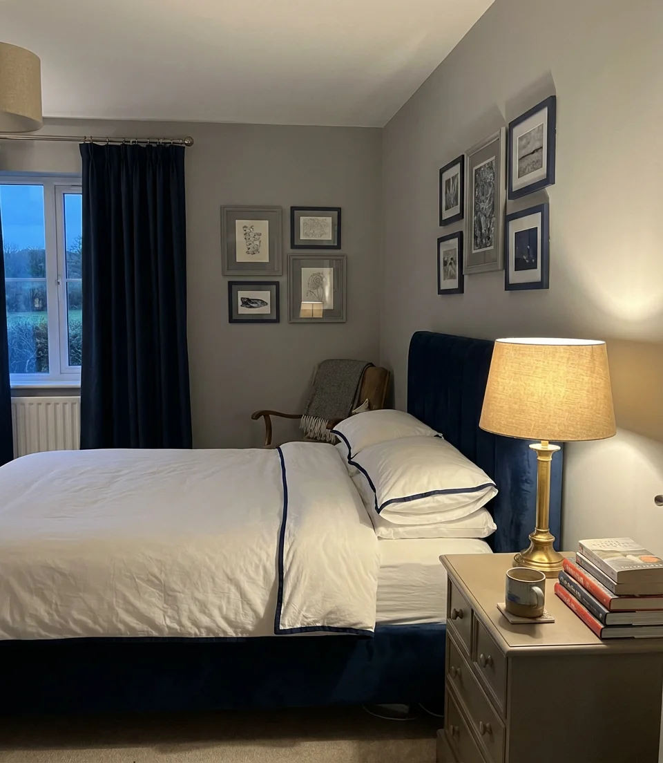 Navy and Gray Sophisticated Bedroom 2