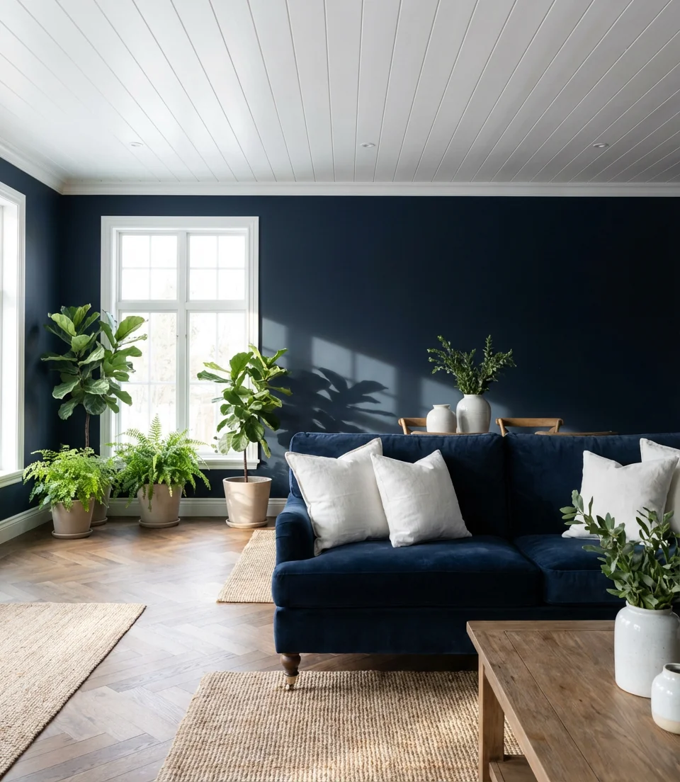 Navy and White Classic Living Room 2