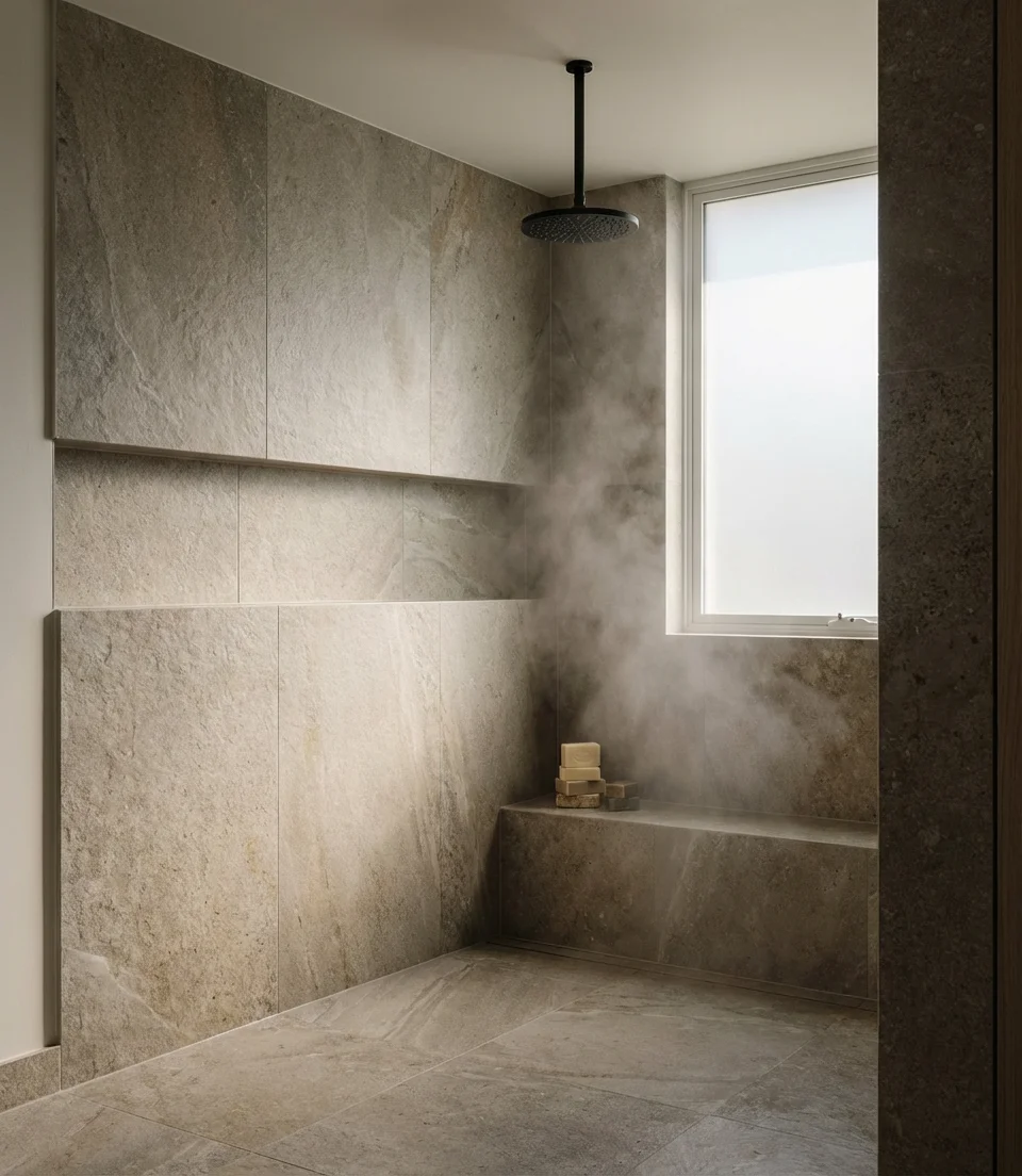 Open Concept Walk-In Shower with Rain Head 2