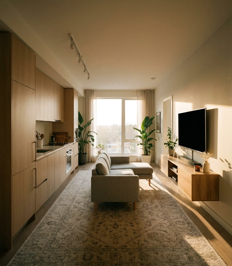 Open Kitchen Living Room Layout for Narrow Spaces 2