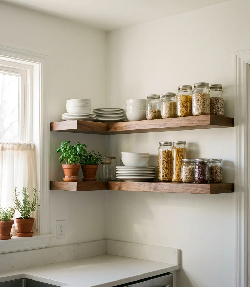 Open Shelving in a Small Kitchen 1