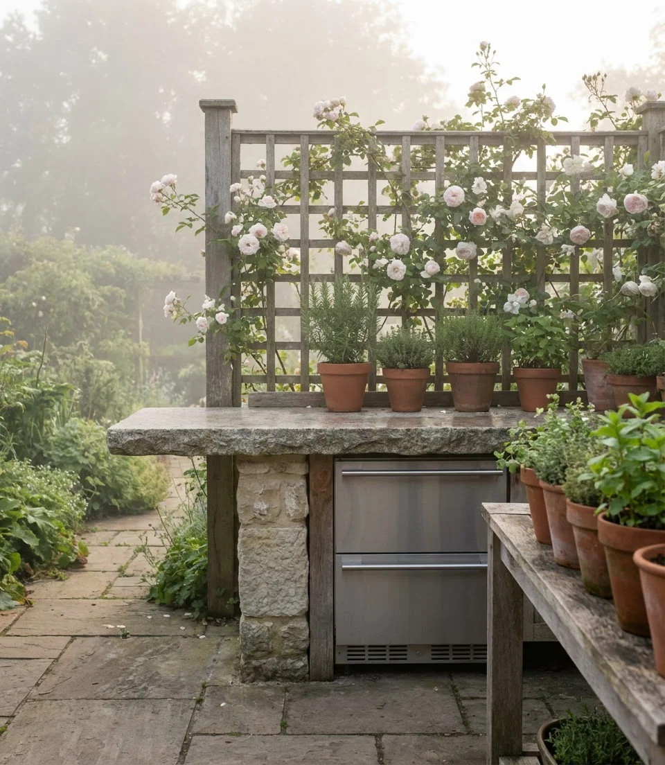 Outdoor Garden Kitchen with Stone Accents 2