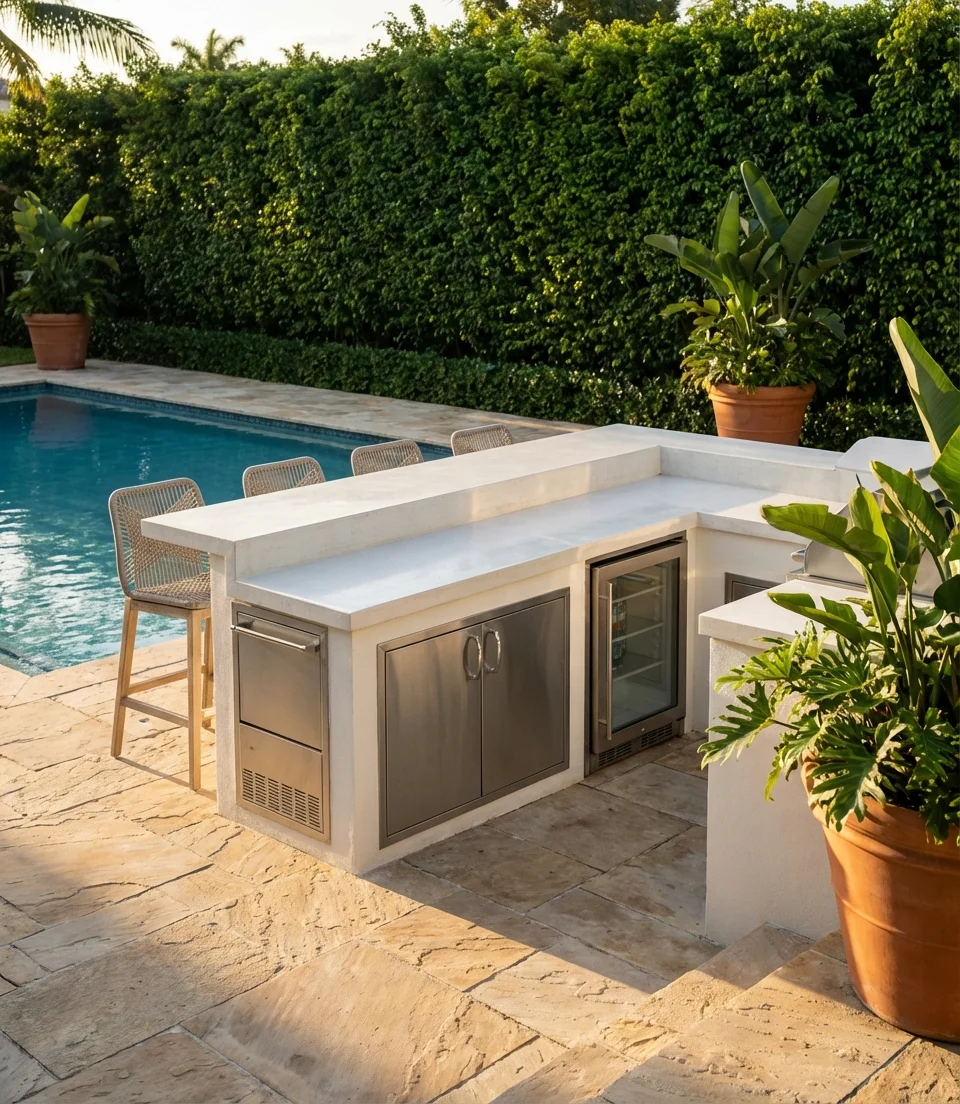 Outdoor Kitchen with Pool and Bar 2