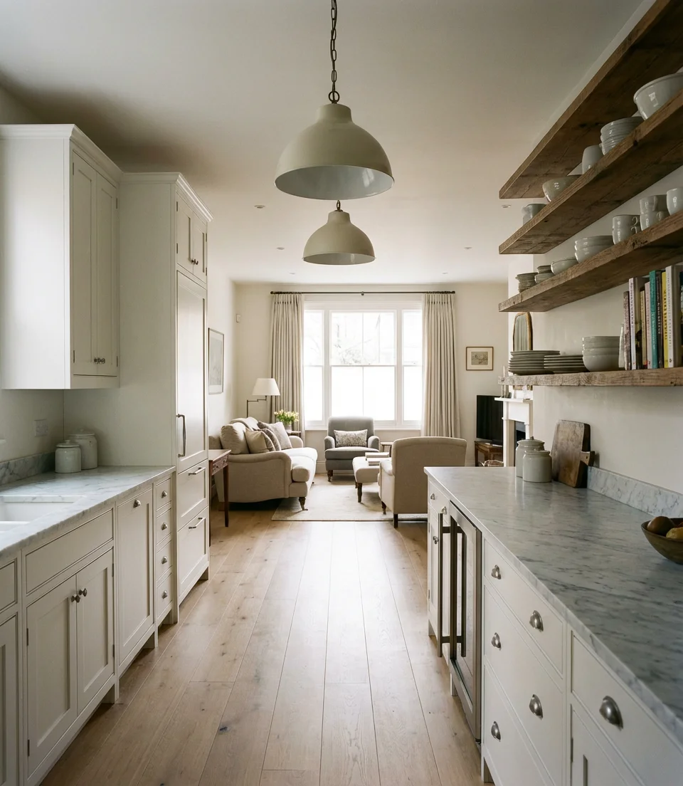 Parallel Open Kitchen Layout for Narrow Homes 1