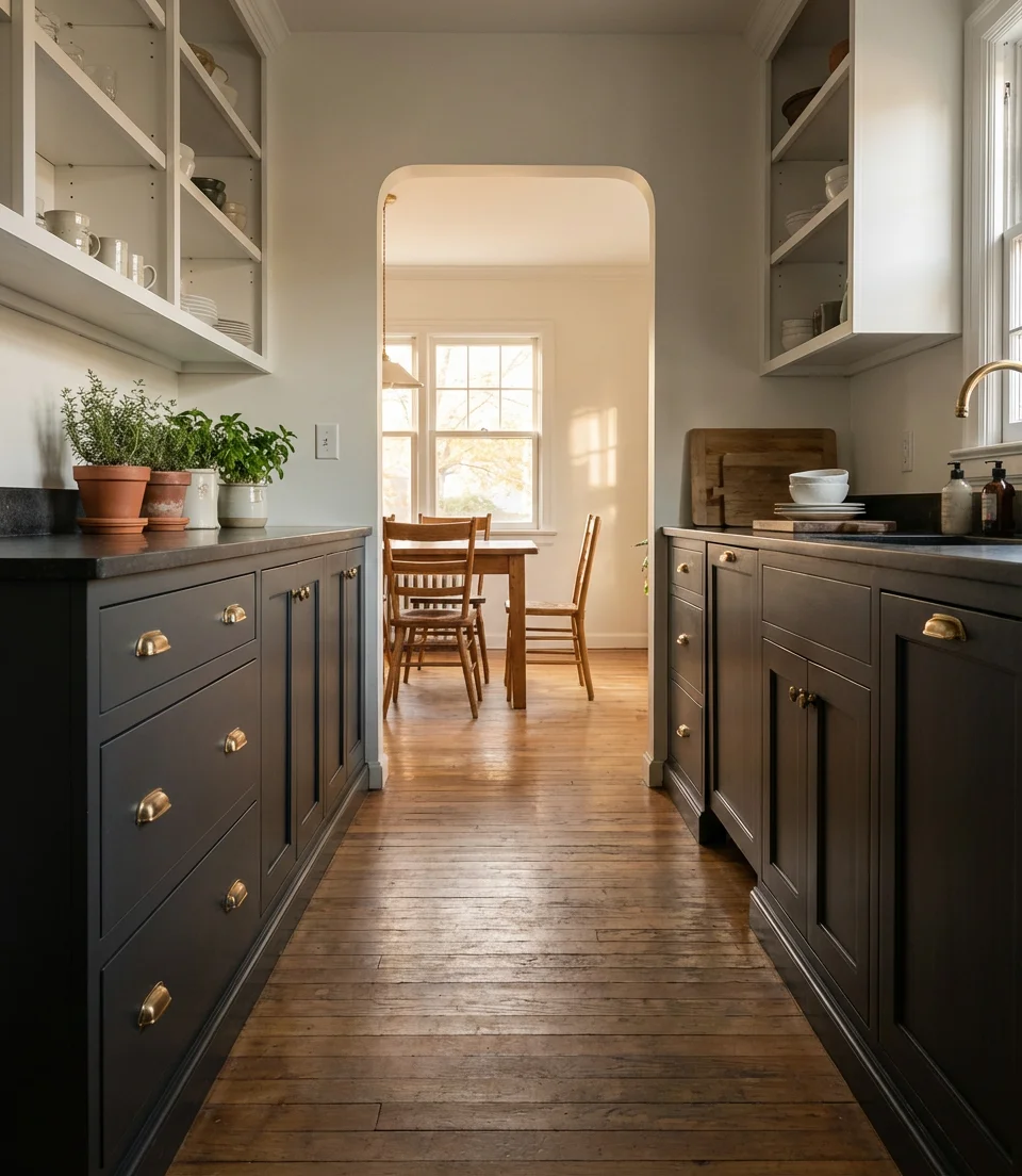 Parallel Open Kitchen Layout for Narrow Homes 2