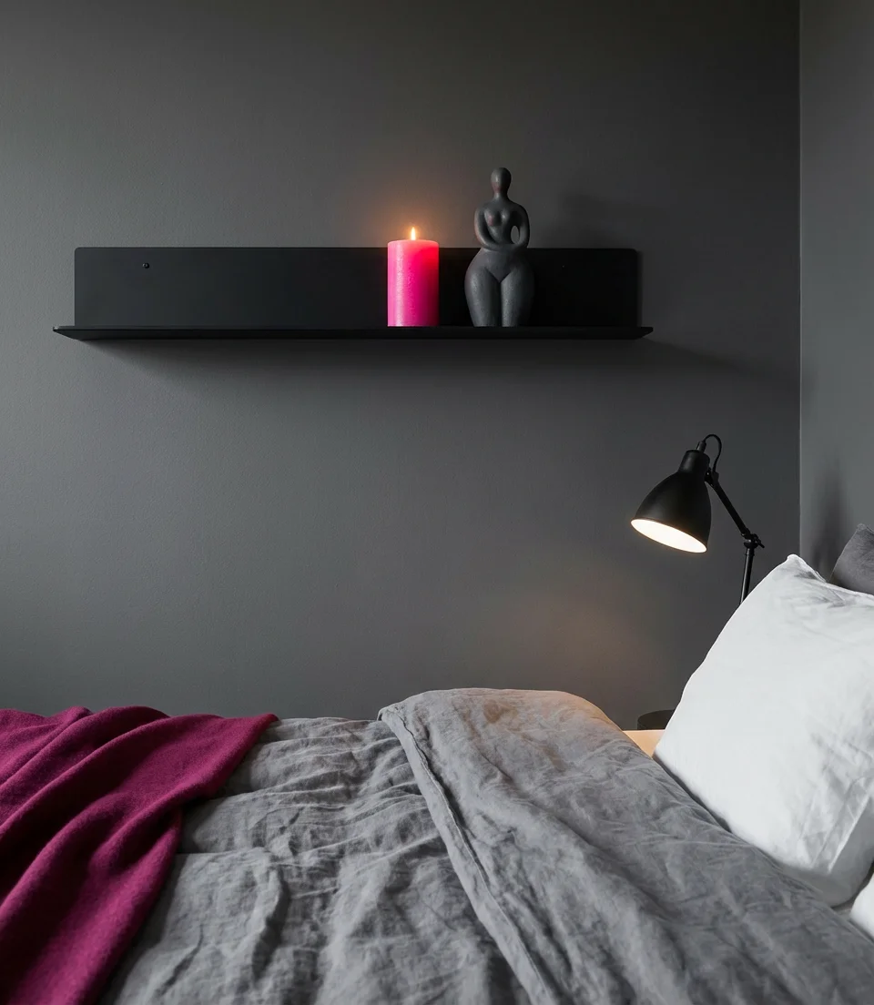 Pink Black Gray Edgy Feminine Bedroom 2