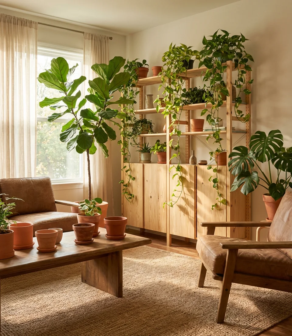Plant-Filled Biophilic Living Room 1
