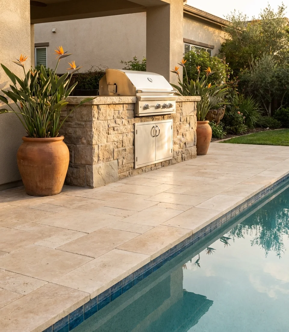Pool Ideas with Integrated Outdoor Grill Station 2