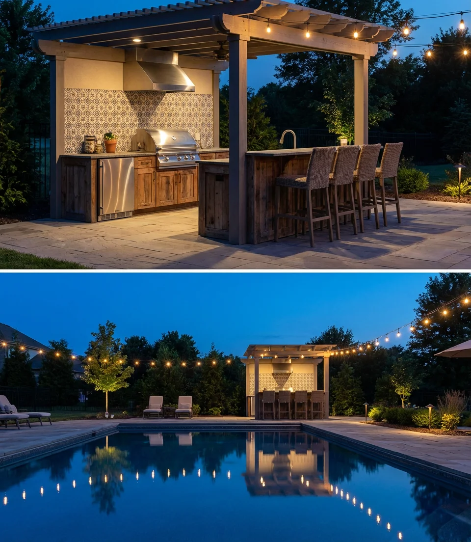 Pool with Attached Outdoor Kitchen 2