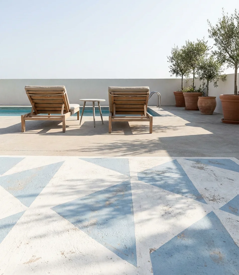 Pool with DIY Painted Deck Mural 1