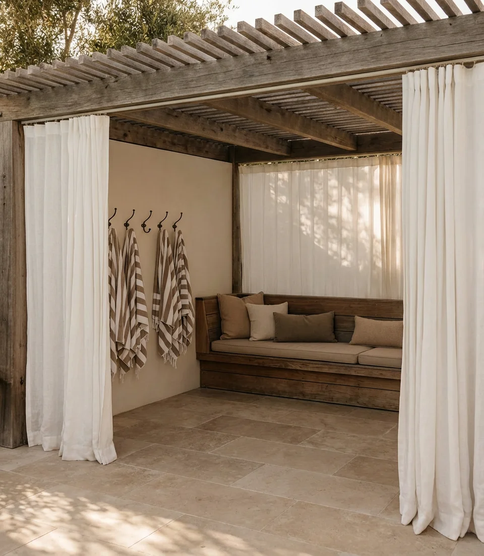 Pool with Pergola-Covered Cabana 1