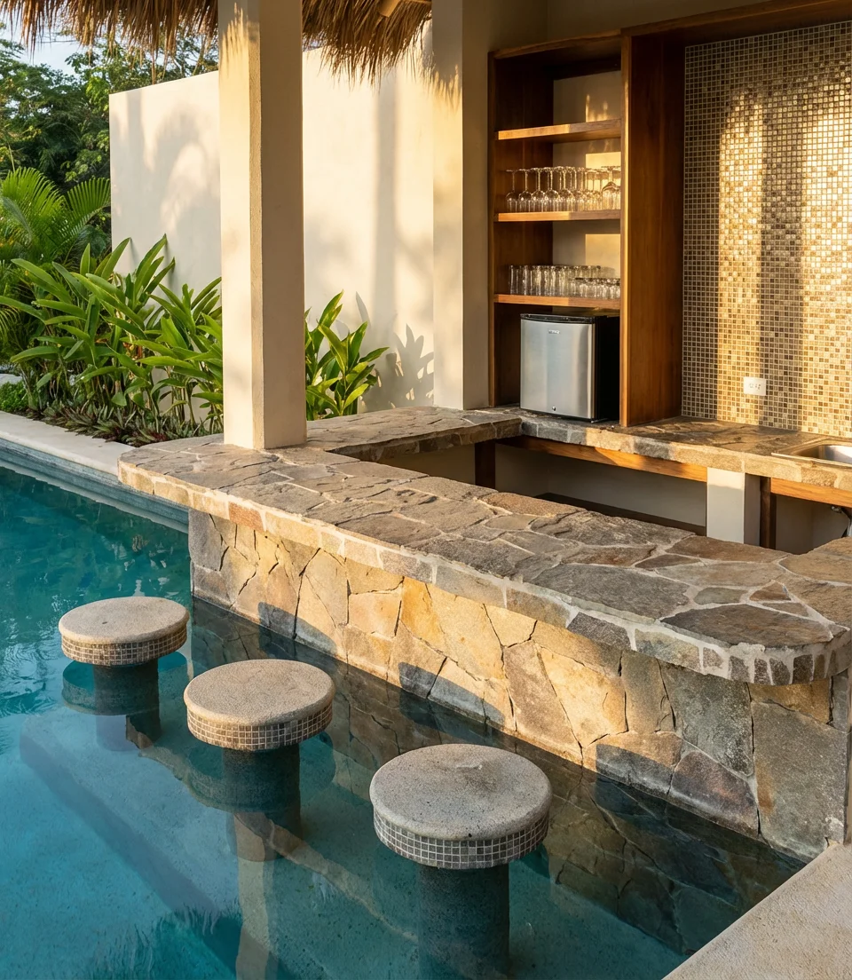 Pool with Poolside Bar and Stools 1
