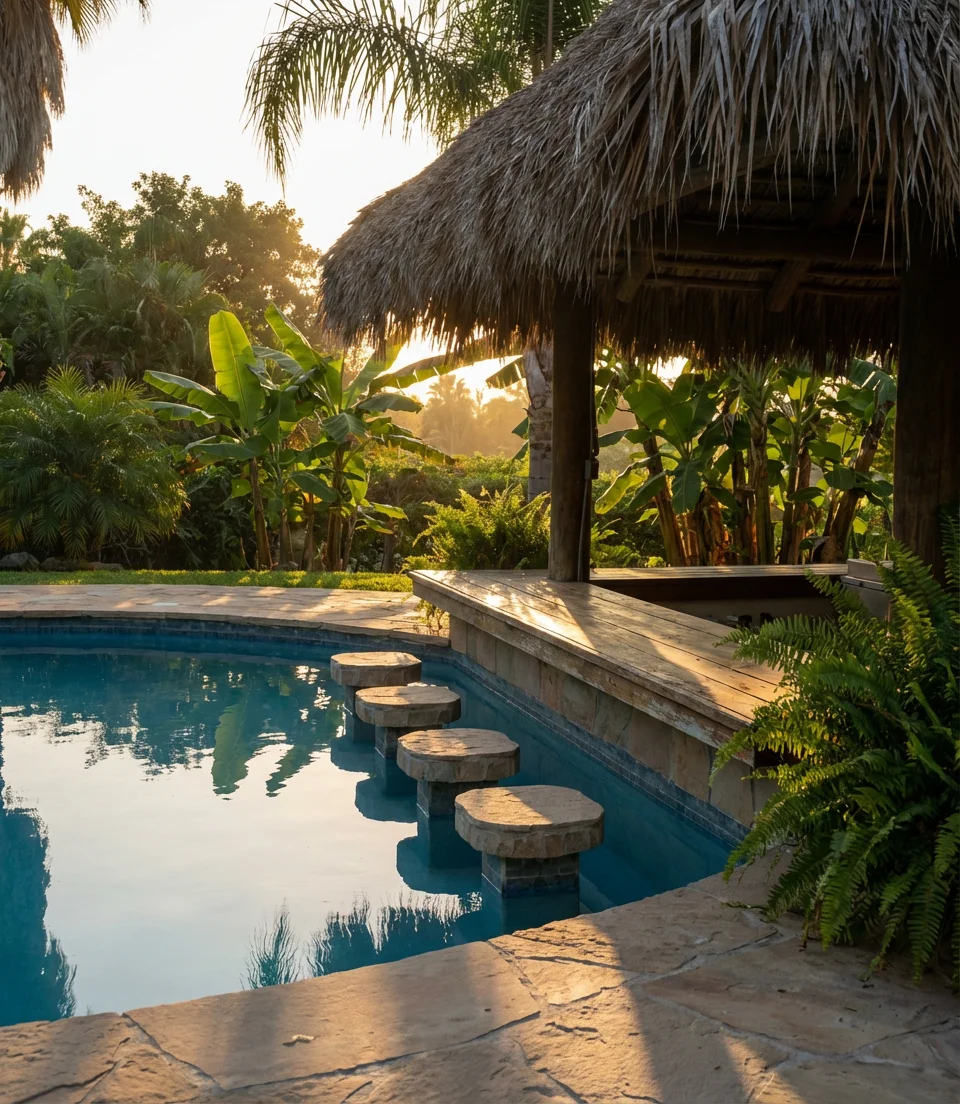 Pool with Poolside Bar and Stools 2