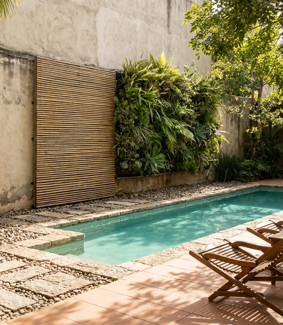 Pool with Privacy Hedging and Vertical Gardens 2
