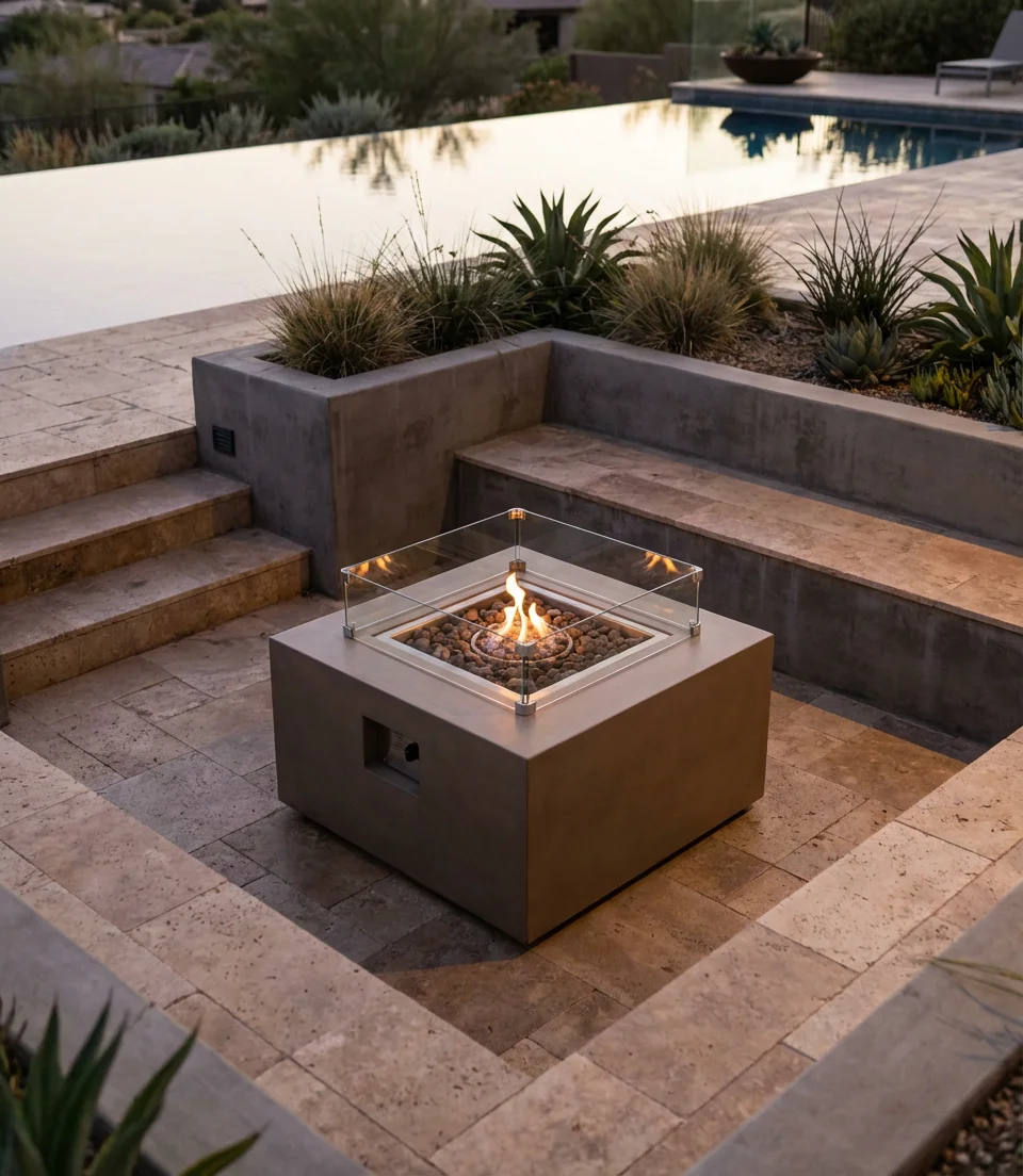 Pool with Sunken Fire Pit Lounge 2