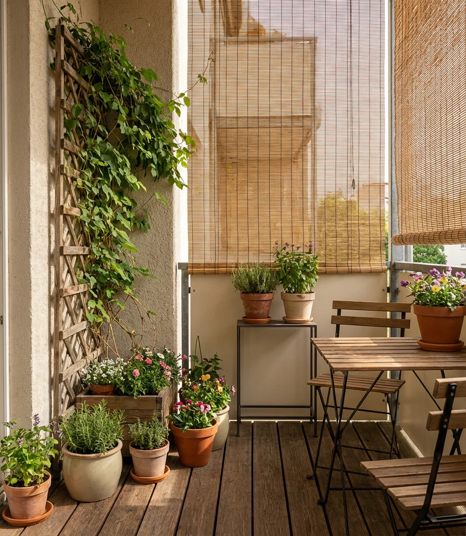 Privacy Screen with Climbing Plants 1