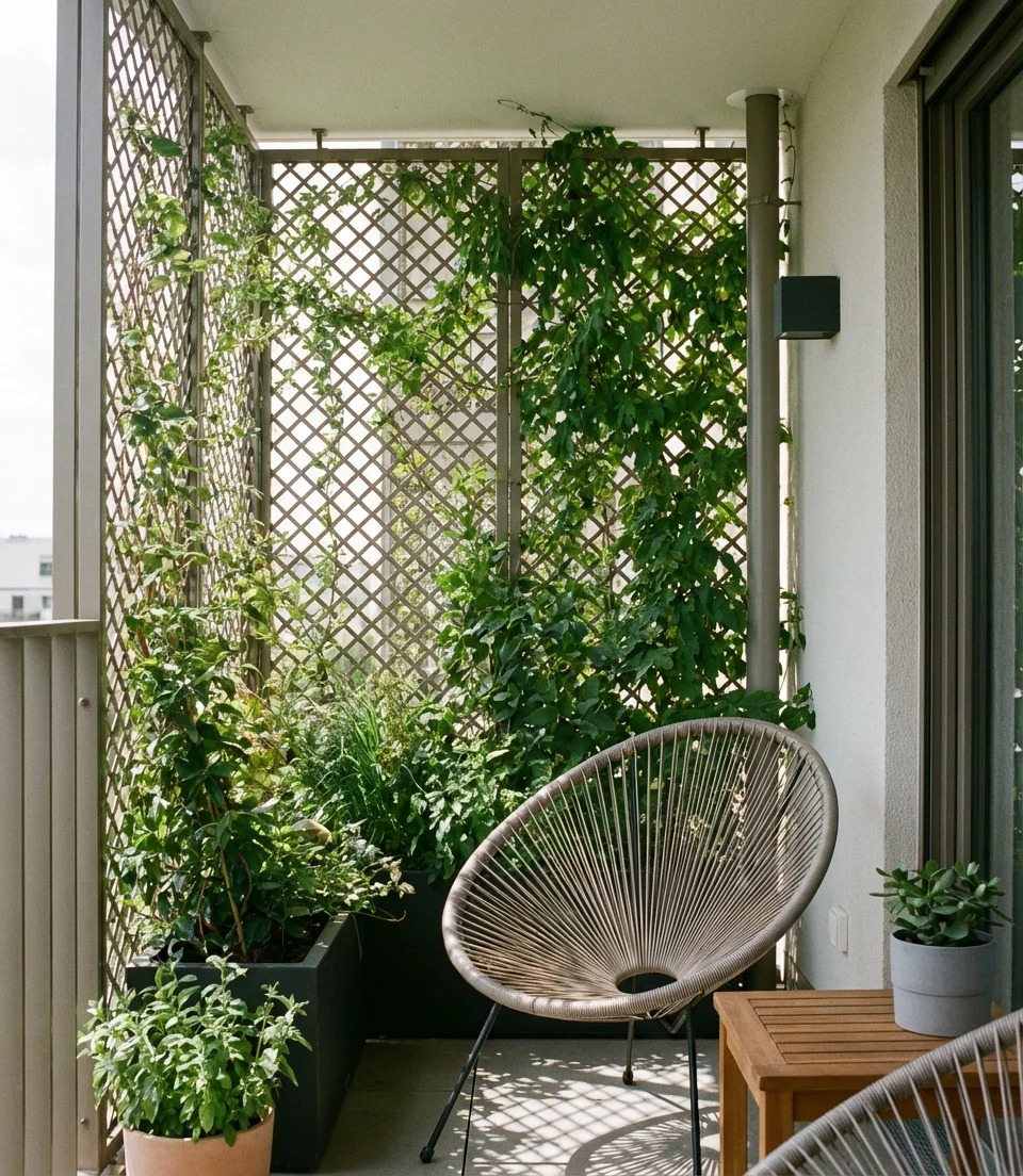 Privacy Screen with Climbing Plants 2